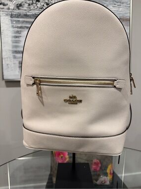 Coach Cream Leather Backpack with Gold Hardware